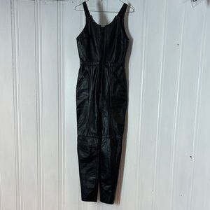 ANGORA Black Leather One-Piece Jumpsuit – Made in Canada – XXS
